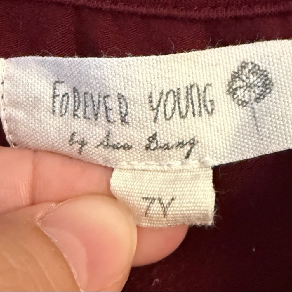 Forever Young by Sue Gang Girls Dress 7Y Vintage Style Floral Burgundy Ruffle - Picture 5 of 7